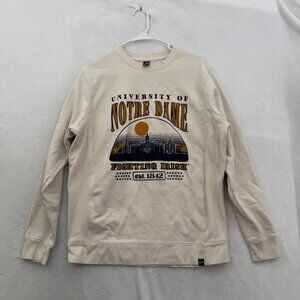Notre Dame University Sweatshirt Mens M Cream Fleece Pullover Crewneck